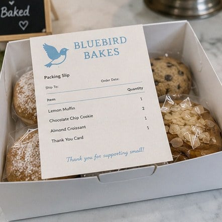 Branded packing slips with logo