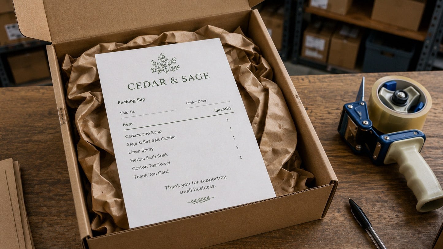 Custom printed packing slips with logo