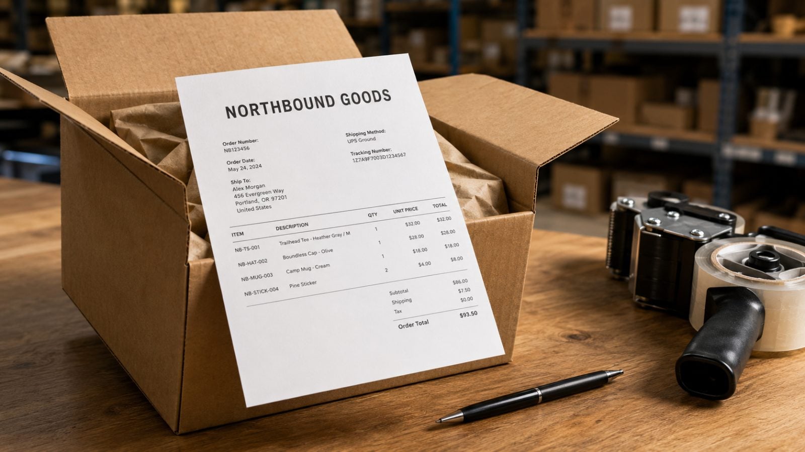 Custom printed packing slips with logo