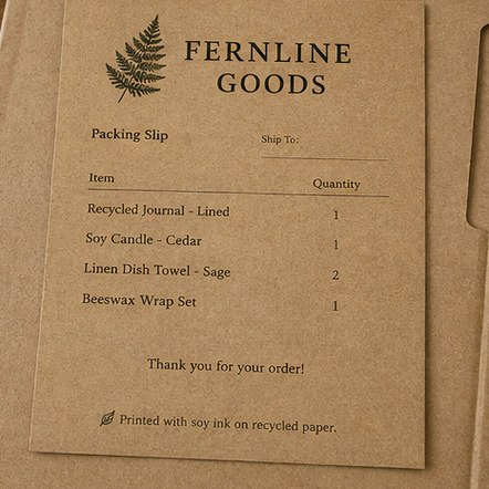 Eco Recycled Packing Slip