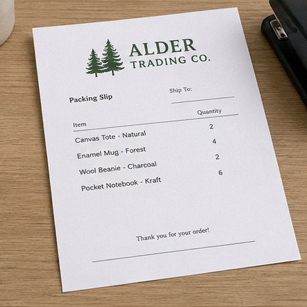 Standard Packing Slip